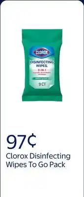 Walmart Clorox Disinfecting Cleaning Wipes To Go Pack, Bleach Free, Fresh Scent offer