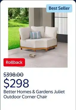Walmart Better Homes & Gardens Juliet Outdoor Corner Chair with Patio Cover, Beige offer