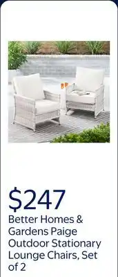 Walmart Better Homes & Gardens Paige Outdoor Wicker Stationary Lounge Chairs, Set of 2, White offer
