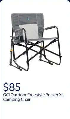 Walmart GCI Outdoor Freestyle Rocker XL Oversized Rocking Camping Chair with Cup & Phone Holder, Pewter offer