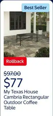 Walmart My Texas House Cambria Rectangular Steel Outdoor Coffee Table, Black offer