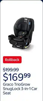 Walmart Graco TrioGrow SnugLock 3-in-1 Car Seat, Warren, Black offer