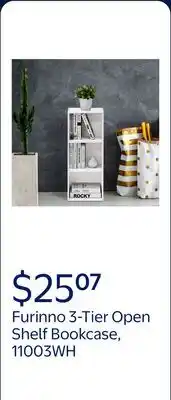Walmart Furinno 11003WH 3 - Tier Open Shelf Bookcase, White Color - 12 W x 31.5 H x 9.3 D offer
