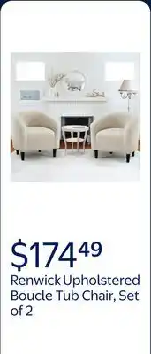 Walmart Renwick Modern Upholstered Tub Chair for Living room, Set of 2, Ivory Boucle offer