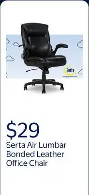 Walmart Serta Air Lumbar Bonded Leather Manager Office Chair, Black offer