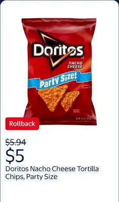 Walmart Doritos Nacho Cheese Tortilla Snack Chips,Party Size offer