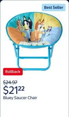 Walmart Bluey Round Foldable Saucer Chair, Blue offer