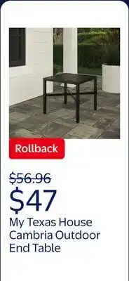 Walmart My Texas House Cambria Outdoor Steel End Table, Black offer