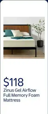 Walmart Zinus Gel Airflow 8 Full Mattress, Gel Memory Foam Mattress CertiPUR-US Certified offer