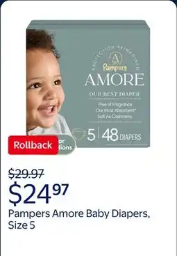 Walmart Pampers Amore Baby Diapers Size 5 offer