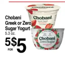 Superior Grocers Chobani Greek or Zero Sugar Yogurt offer