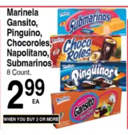 Superior Grocers Marinela Gansito, Pinguino, Chocoroles, Napolitano, Submarinos offer