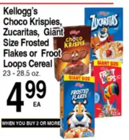 Superior Grocers Kellogg's Choco Krispies, Zucaritas, Giant Size Frosted Flakes or Froot Loops Cereal offer