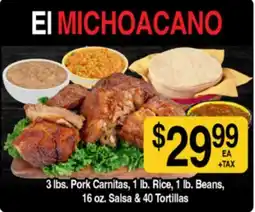 Superior Grocers 3 lbs. Pork Carnitas, 1 lb. Rice, 1 lb. Beans, 16 oz. Salsa & 40 Tortillas offer