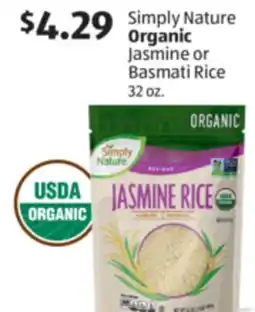 Aldi Simply Nature Organic Jasmine or Basmati Rice offer