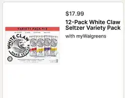 Walgreens 12-Pack White Claw Seltzer Variety Pack offer