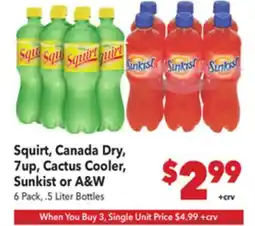 Vallarta Supermarkets Squirt, Canada Dry, 7up, Cactus Cooler, Sunkist or A&W offer
