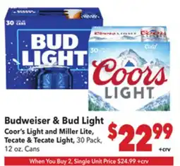 Vallarta Supermarkets Budweiser & Bud Light offer