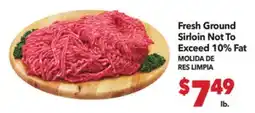 Vallarta Supermarkets Fresh Ground Sirloin Not To Exceed 10% Fat / MOLIDA DE RES LIMPIA offer