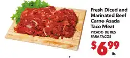 Vallarta Supermarkets Fresh Diced and Marinated Beef Carne Asada Taco Meat / PICADO DE RES PARA TACOS offer