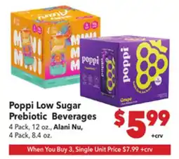 Vallarta Supermarkets Poppi Low Sugar Prebiotic Beverages offer