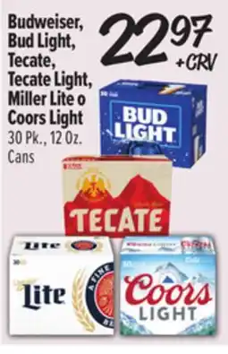 El Super Budweiser, Bud Light, Tecate, Tecate Light, Miller Lite o Coors Light offer