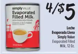 El Super Leche Evaporada Llena Simply Value offer