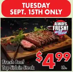Valley Marketplace Fresh Beef Top Sirloin Steak offer