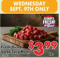 Valley Marketplace Fresh Diced Steak Taco Meat offer