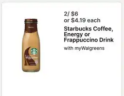 Walgreens Starbucks Coffee, Energy or Frappuccino Drink offer