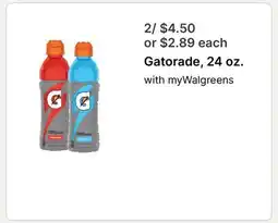 Walgreens Gatorade, 24 oz offer