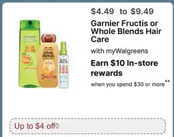 Walgreens Garnier Fructis or Whole Blends Hair Care offer