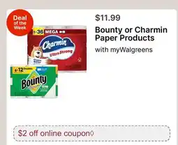 Walgreens Bounty or Charmin Paper Products offer