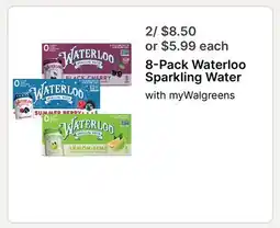 Walgreens 8-Pack Waterloo Sparkling Water offer