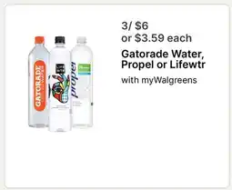 Walgreens Gatorade Water, Propel or Lifewtr offer