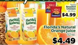 Living Fresh Market Florida's Natural Orange Juice 52 oz., Tyson Breaded Chicken 20-29 oz offer