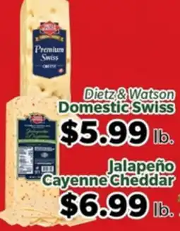 Living Fresh Market Dietz & Watson Domestic Swiss, Jalapeño Cayenne Cheddar offer