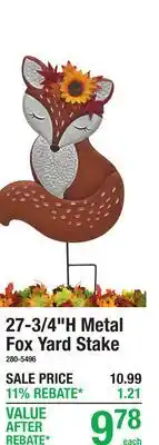 Menards 27-3/4H Metal Fox Yard Stake offer