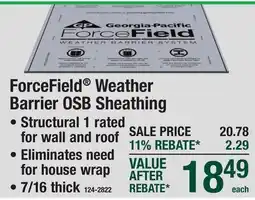 Menards ForceField Weather Barrier OSB Sheathing offer
