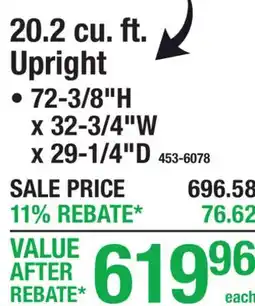 Menards 20.2 cu. ft. Upright Freezers offer
