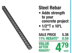 Menards Steel Rebar offer
