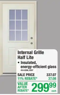 Menards Internal Grille Half Lite PREHUNG STEEL offer