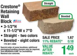 Menards Crestone Retaining Wall Block offer