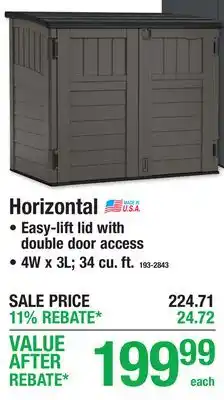 Menards Suncast Horizontal Resin Storage Sheds offer