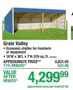 Menards Grain Valley POST FRAME offer