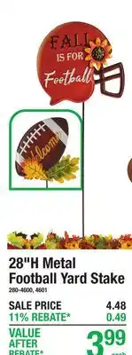 Menards 28H Metal Football Yard Stake offer