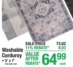 Menards Washable Corduroy AREA RUGS offer