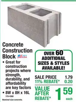Menards Concrete Construction Block Foundation offer