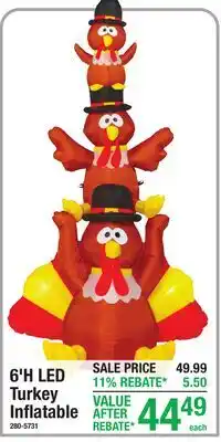 Menards 6'H LED Turkey Inflatable offer
