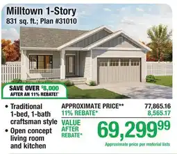 Menards Milltown 1-Story offer